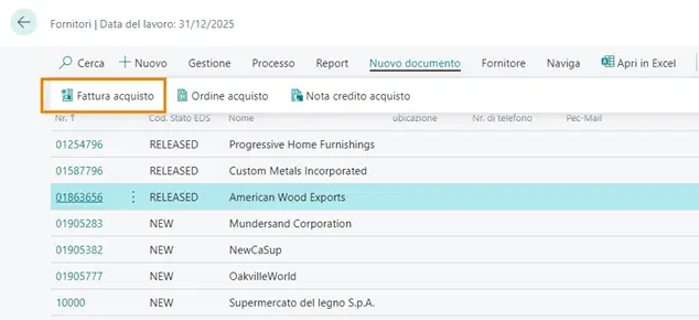 Inserire le fatture d'acquisto per gli articoli mancanti con Business Central
