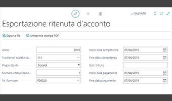 Withholding Tax Certificazioni Uniche For Italy for Business Central: app features